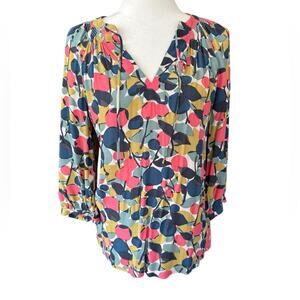 Boden Colorful Artsy 3/4 Sleeve Peasant Women's Blouse- Size 6‎